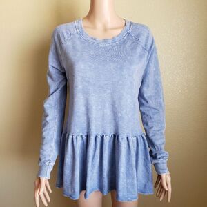 Freeloader Women's Long Sleeve Ruffled Knit Top